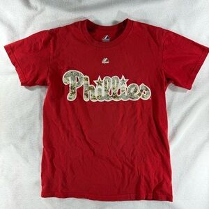 Red Phillies T-Shirt Howard Retired Army Camouflage cotton athletic unisex